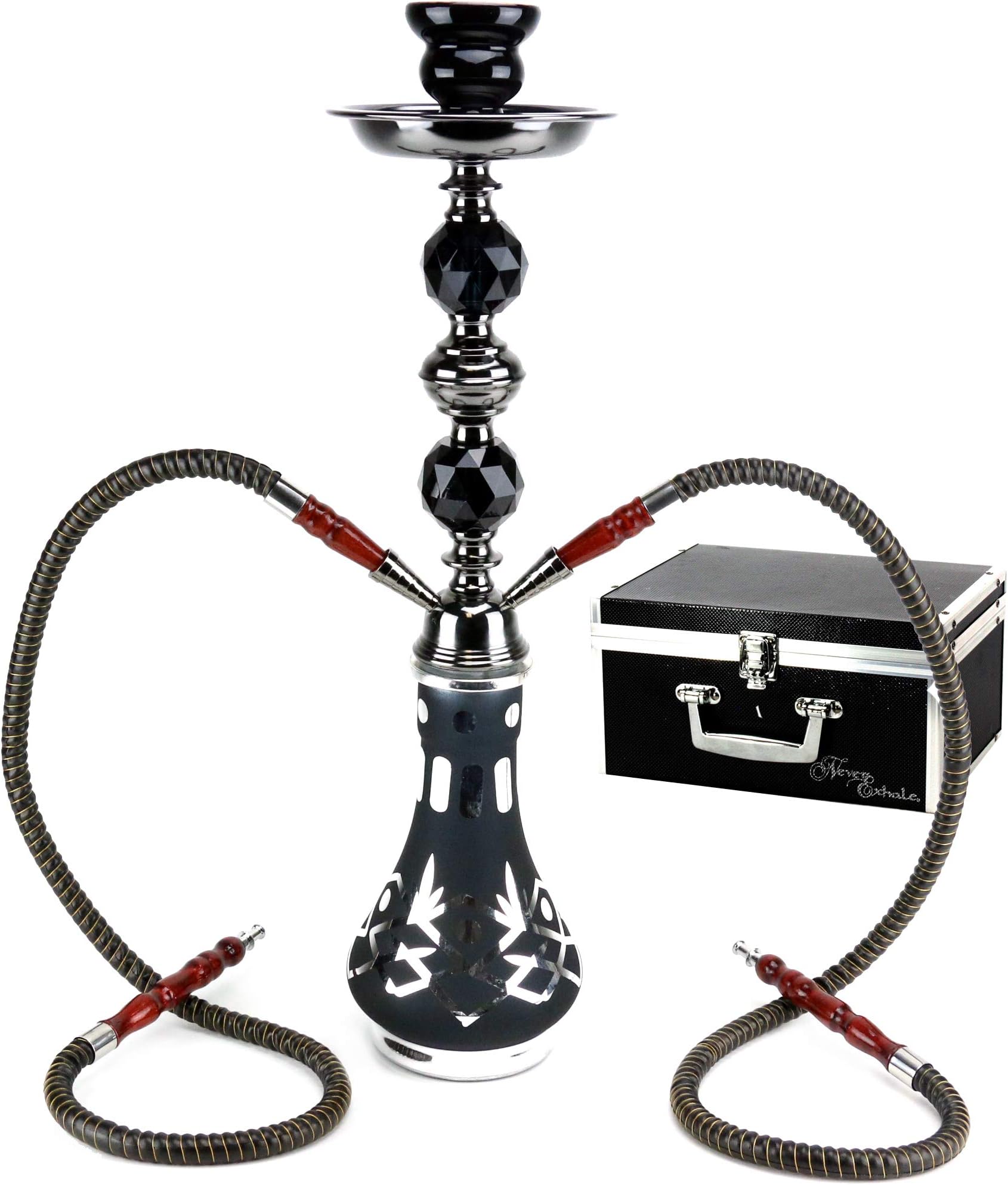 GStar 18" Deluxe 2 Hose Hookah with Optional Carrying Case (Akimbo Black w/Case)