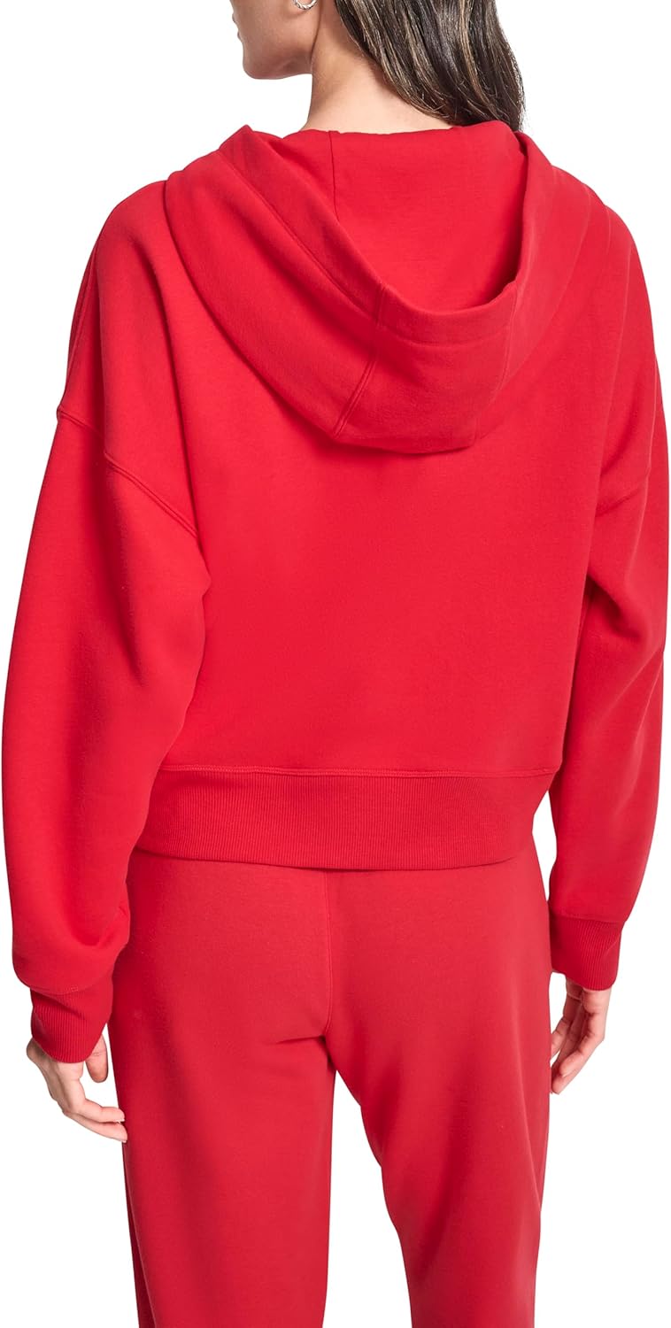 DKNY womens Exploded Rhinestone Varsity Logo Full Zip Hoodie With Pockets - Image 3