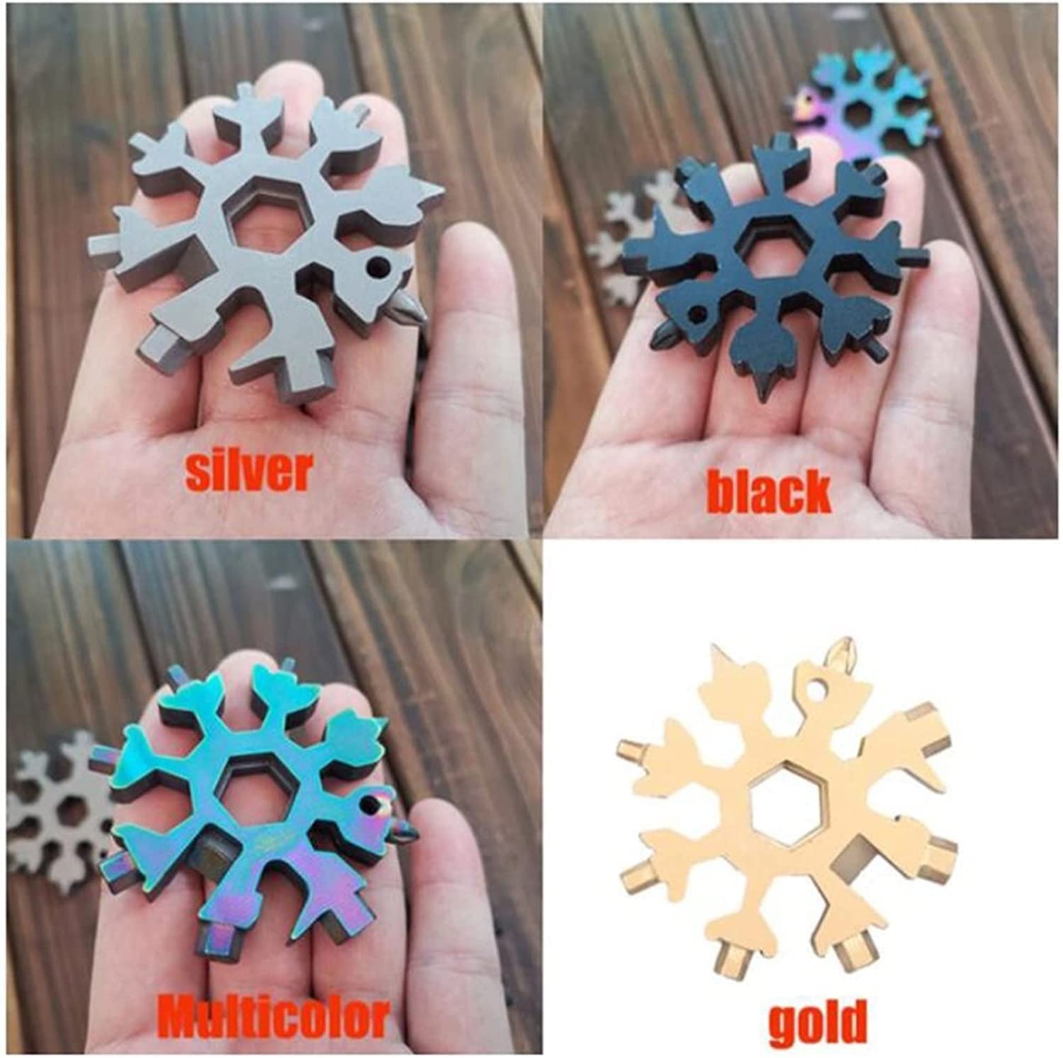 2 Pezzi di Strumento Multifunzione per Fiocchi di neve 18 in 1,Pratico Strumento per Fiocchi di Neve in Acciaio Inossidabile, Chiave Cacciavite e Apribottiglie (Multicolore