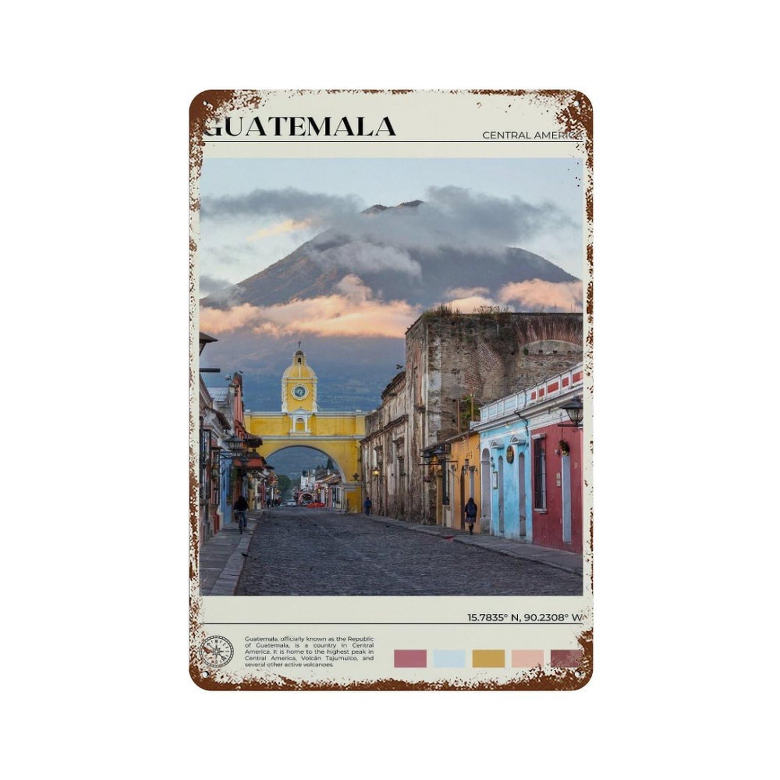 xiaoxiaoshen Real Photo Guatemala Decor Wall Decor Art Metal Tin Poster Modern Home Decor Art Home Bar Shop Decorations Vintage Sign 30x20cm
