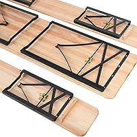 Vista 4 de HAPPYGRILL Juego de banco de mesa de picnic plegable al aire libre, 3 piezas, mesa de comedor portátil para patio con parte superior de madera