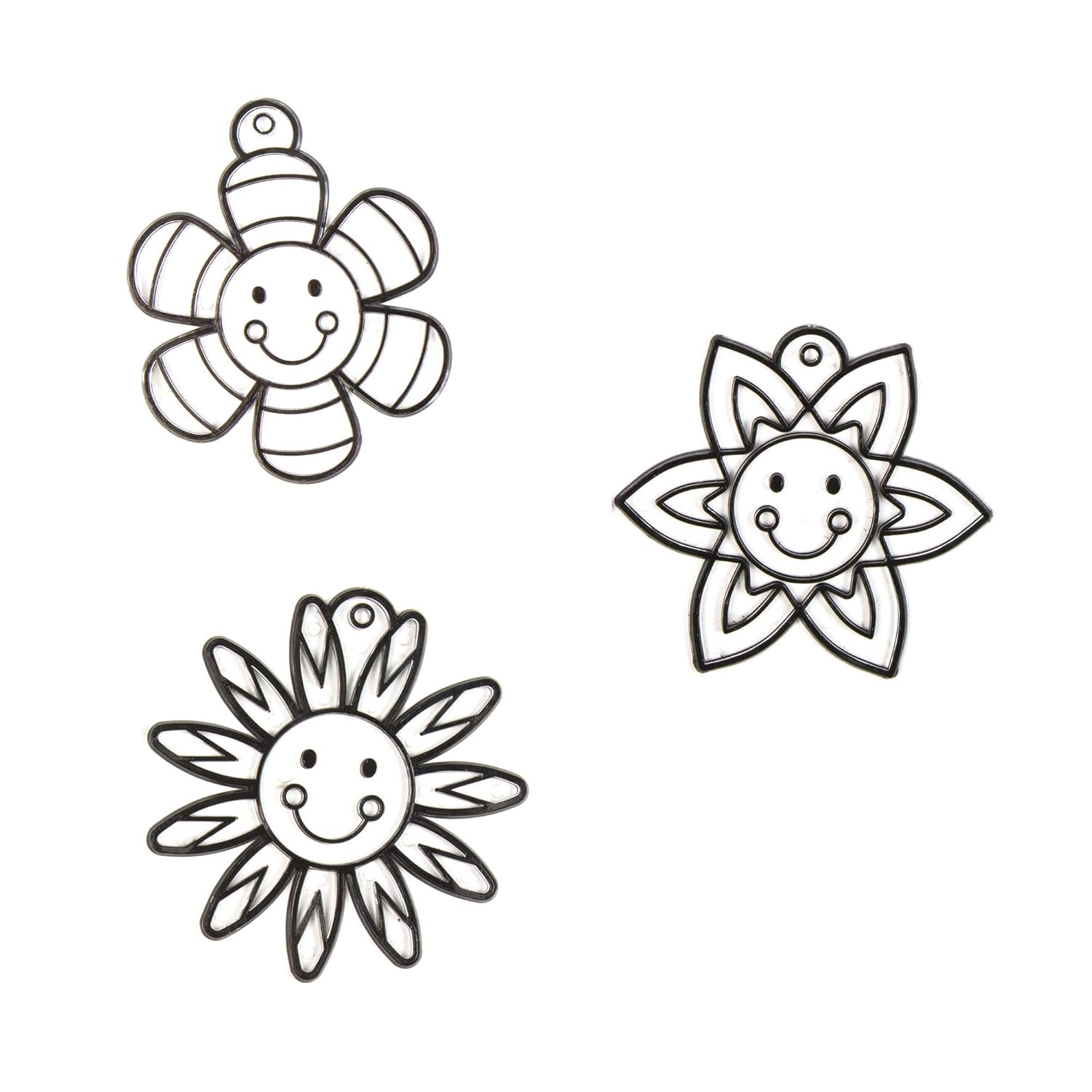 Baker Ross AC770 Smiley Flower Suncatcher - Pack of 8, Crafts for Kids, Hanging Window Ornament Kit for Children to Paint