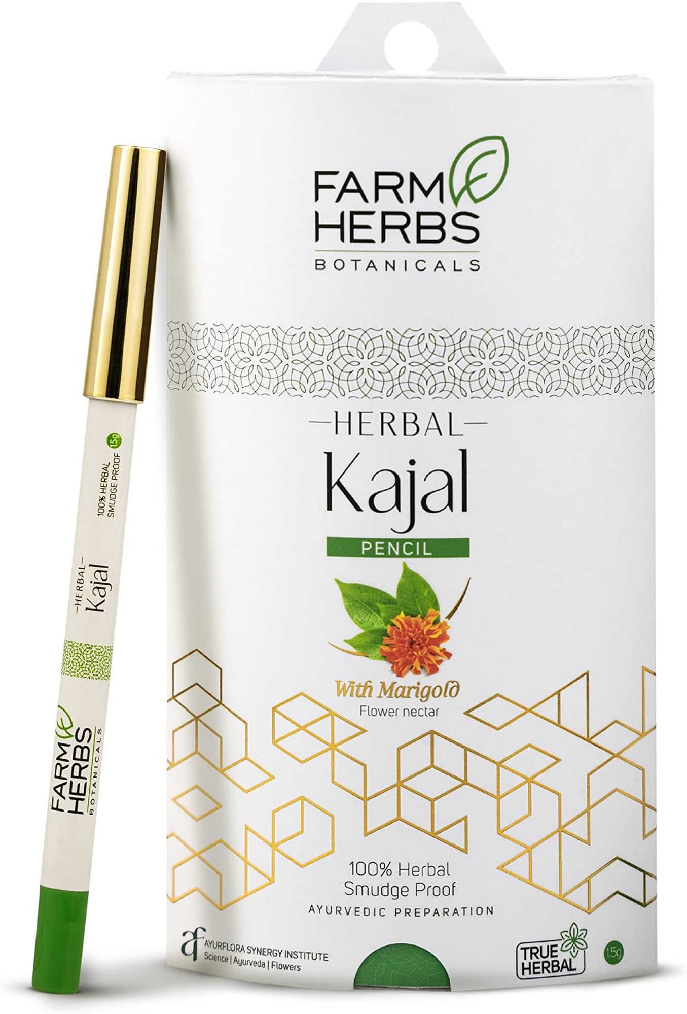 100% Herbal All Natural Kajal Pencil For Adults - Premium Olive Wax Based Certified Lead-Free, Irritation-Free, Synthetic Chemical-Free, Smudgeproof Pack Of 1, Deep Black, Glossy Finish
