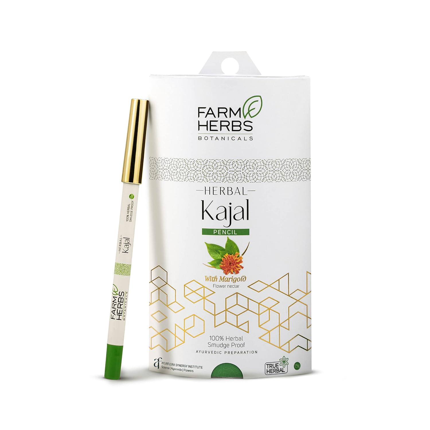 Farmherbs 100% Herbal All Natural Kajal Pencil For Adults - Premium Olive Wax Based Certified Lead-Free, Irritation-Free, ...