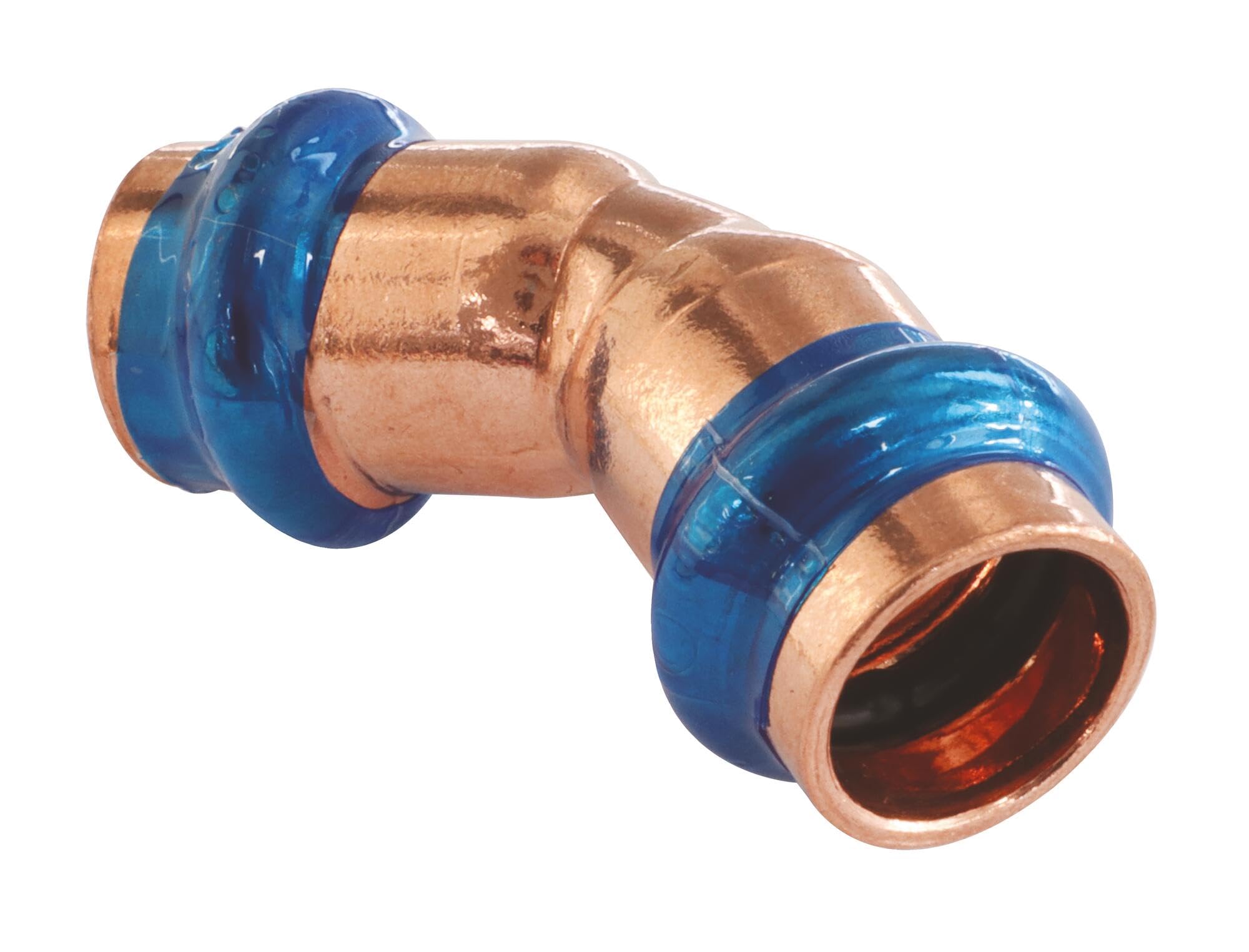 SOMATHERM FOR YOU, Courbe 45° en cuivre à sertir FF Ø16, raccord indémontable conforme EN1057, pression max 16 bars, température max 95°C, joint d'étanchéité EPDM, profil V