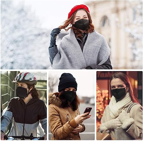 Miniatura 25 de Máscara facial KN95, máscara KN95, máscaras de copa transpirables de 5 capas de eficiencia de filtro ≥95% desechable certificada Negro -,30 Pack