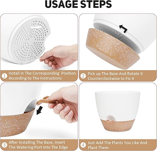 Miniatura 5 de Juego de macetas grandes de riego automático de 12 pulgadas, macetas con agujeros de drenaje y platillo de malla múltiple, adecuadas para plantas de