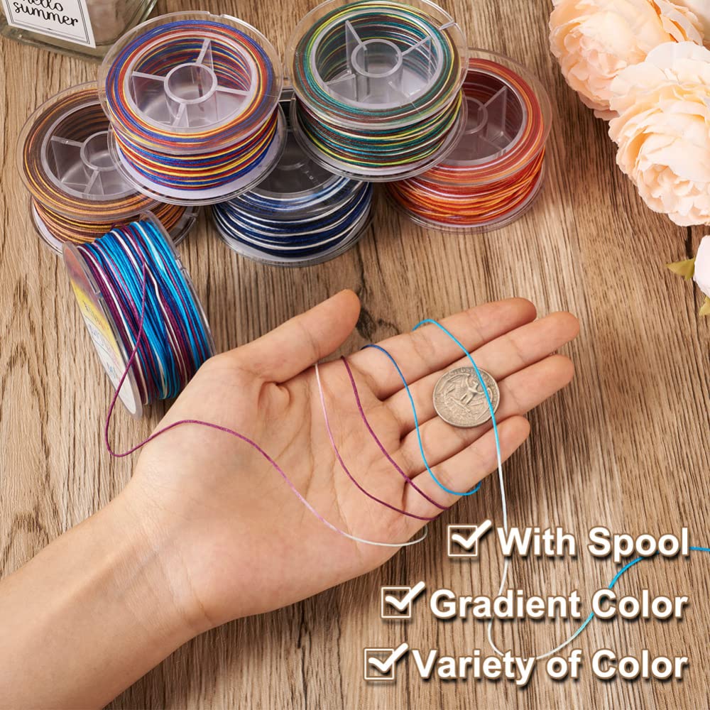 PH PandaHall PandaHall 6 Rouleaux De Fil De Nylon De 0,8 Mm Pour Perles, Segment Teint, Corde à Nœuds Chinoise Pour Bracelets, Colliers, Fabrication De Bijoux, Artisanat En Macramé