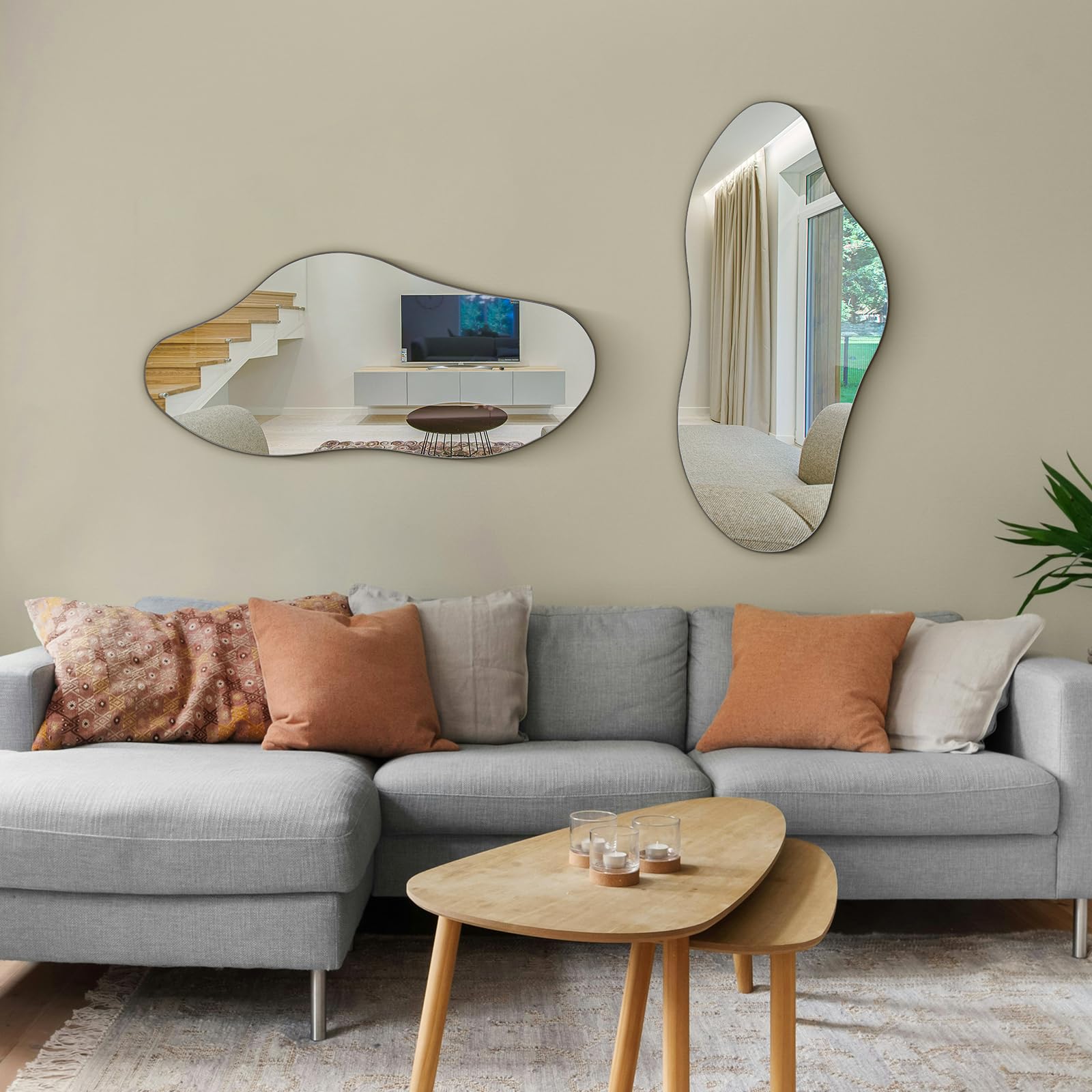 Specchio da bagno a parete, specchio irregolare con cornice in metallo nero per il soggiorno, 98 x 45 Specchi da appendere alle pareti Specchio per vestirsi per il corridoio della camera da letto