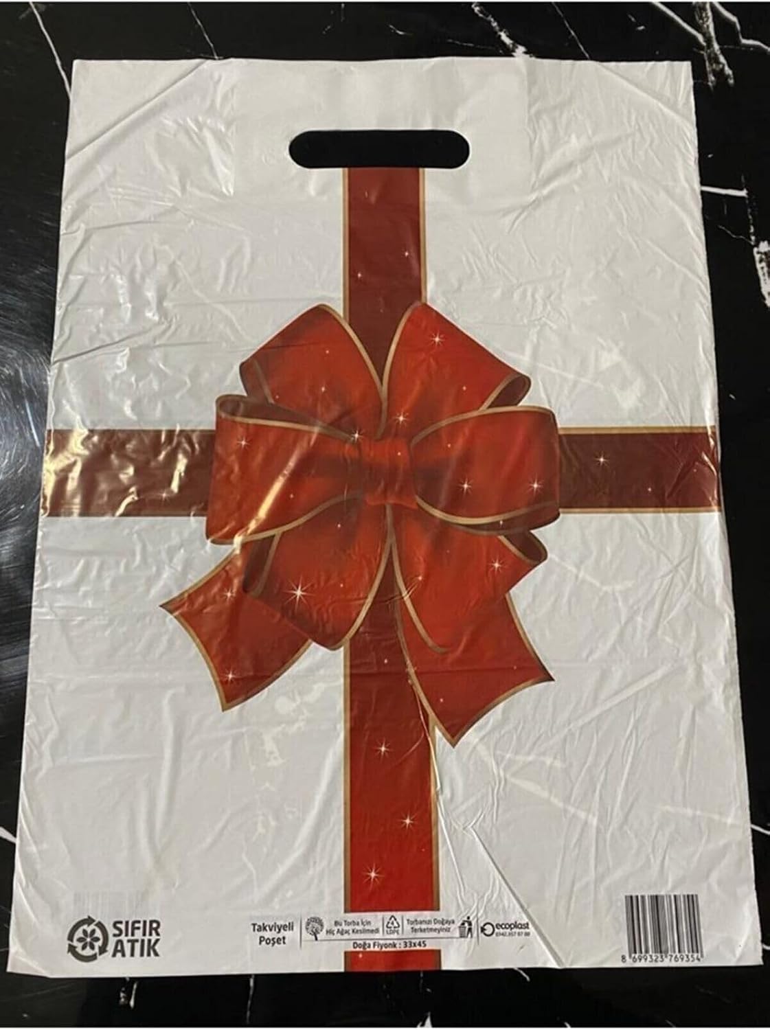 Takviyeli Baskılı Mağaza Poşeti 50 Adet (no:3) 33x45cm El Geçmeli Renkli Poşet