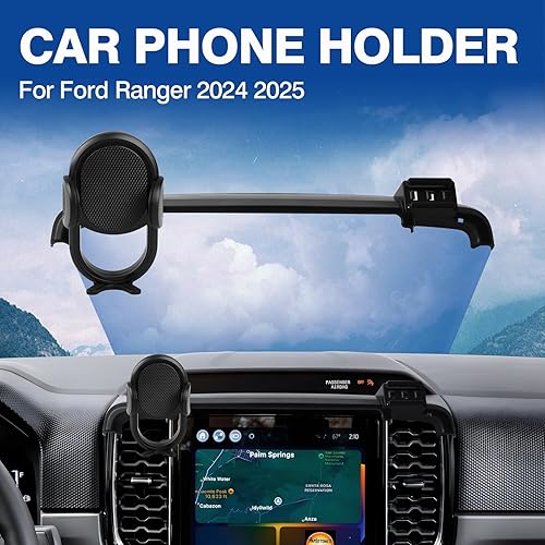 Vista 9 de Autorder Soporte de teléfono de coche para Ford Mustang Mach-E 2021-2025 2026, accesorios de soporte de teléfono con organizador de tablero