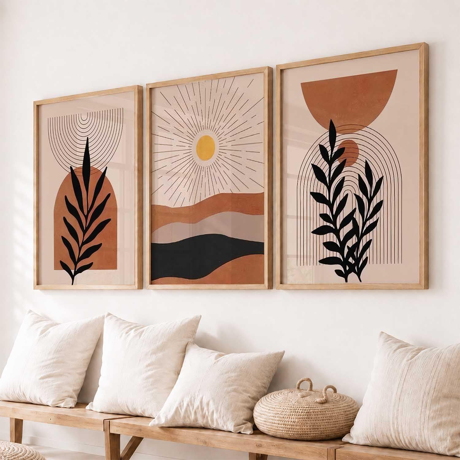 BOHO Wall Art Set - 3 Minimalist Frames -19 BOHO Wall Art Set - 3 Minimalist Frames -19