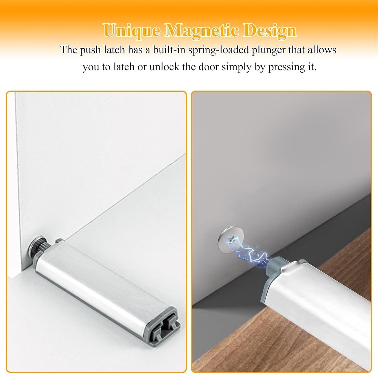 Pack of 12 Pressure Door Openers, Push to Open Magnets Cabinet Door Damper Heavy Duty Touch Door Opener, Silver Pressure Door Opener, Door Damper for Drawers, Cabins Opener