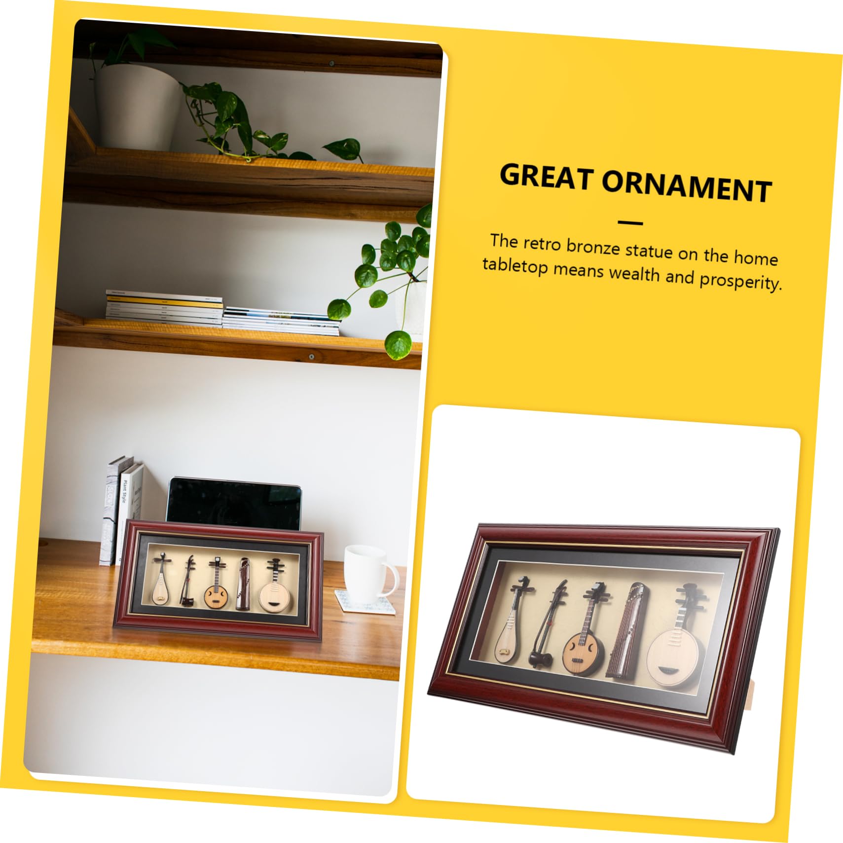 Ciieeo Set di Strumenti Musicali Folk Mini Realistici 5 Pezzi | Set 1, Legno Plastica Pvc, Atmosfera Artistica e Musicale, per Ristoranti e Decorazione da Tavolo