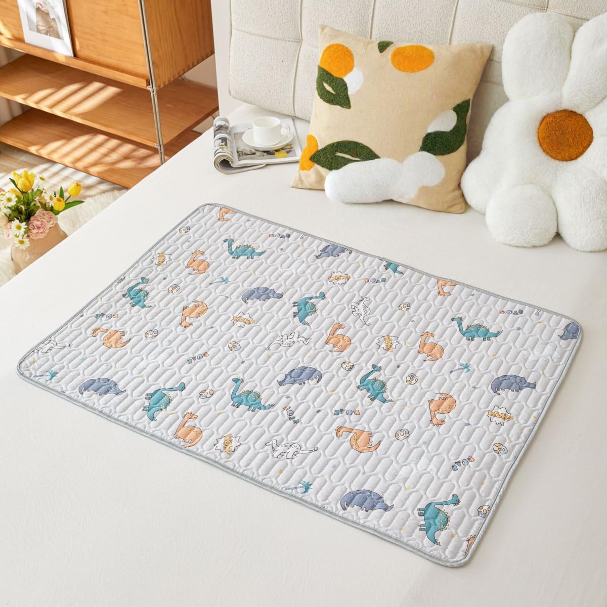 Traverse Letto Anziani Lavabili Impermeabile Assorbente Riutilizzabile Traversa Incontinenza Bambini e Adulti, Trapuntato Coprimaterasso Singolo, Tappetini Igienici (Dinosauro,200x220cm)