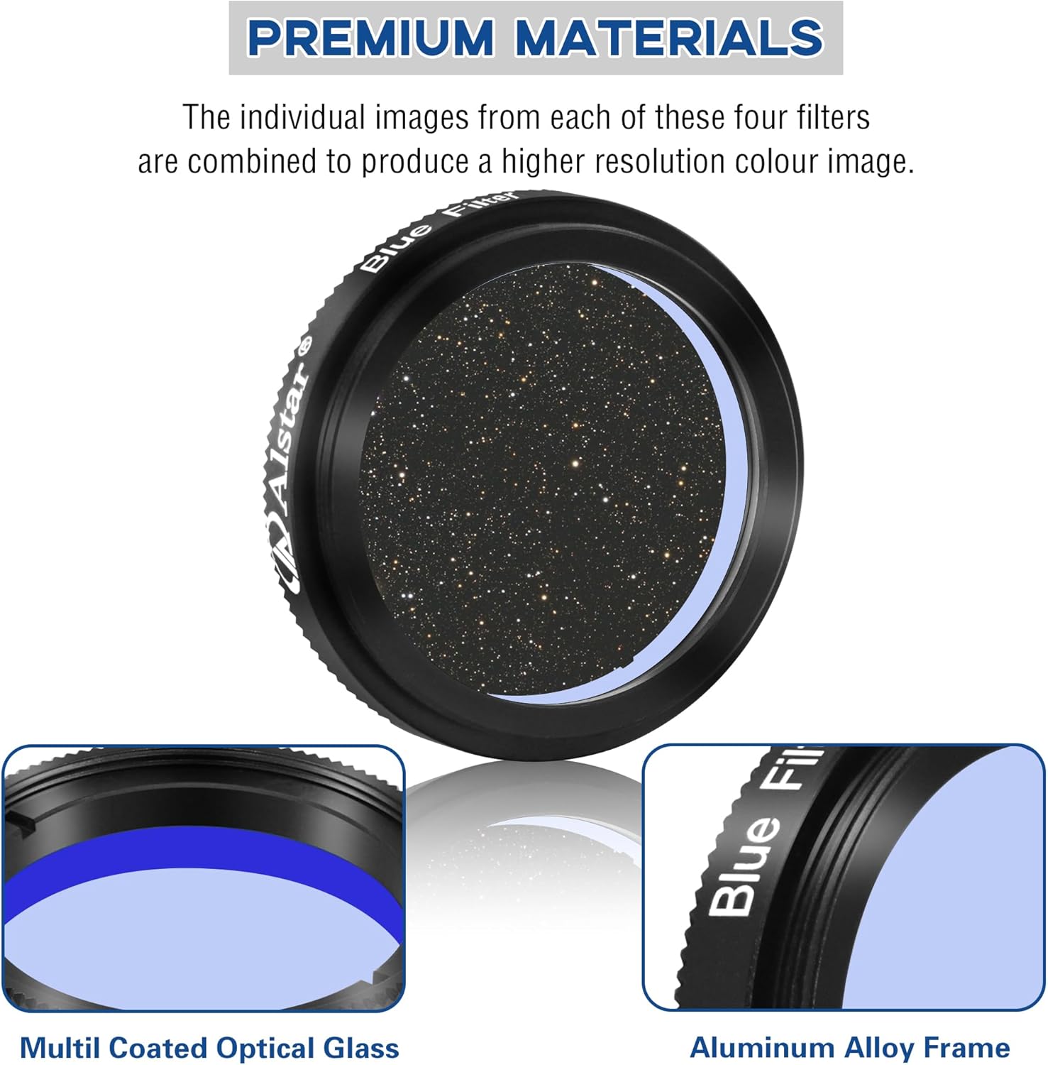 Alstar Deluxe Telescope LRGB 1.25 Inch Filter Set - Colour Filters for Use with Monochrome CCD Cameras - Give Stunning Astrophotographic Results