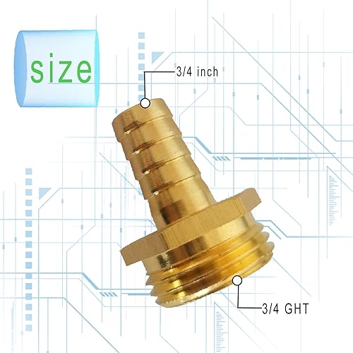 Miniatura 2 de AOPANDA Adaptador de manguera de jardín, lengüeta de 34 pulgadas x 34 pulgadas macho GHT rosca macho manguera de agua de latón macizo, conector de