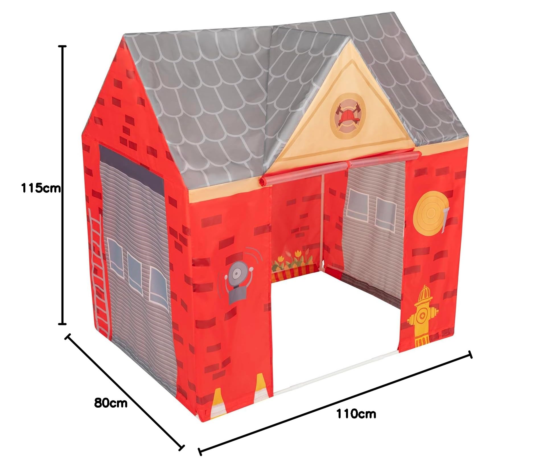 Selonis Spielhaus Spielzelt Feuerwehrhaus Keine Bälle Faltbares Für Kinder Realistisches Design Langlebige Und Sichere Leicht Zu Montieren Drinnen Und Draußen, Rot-Grau