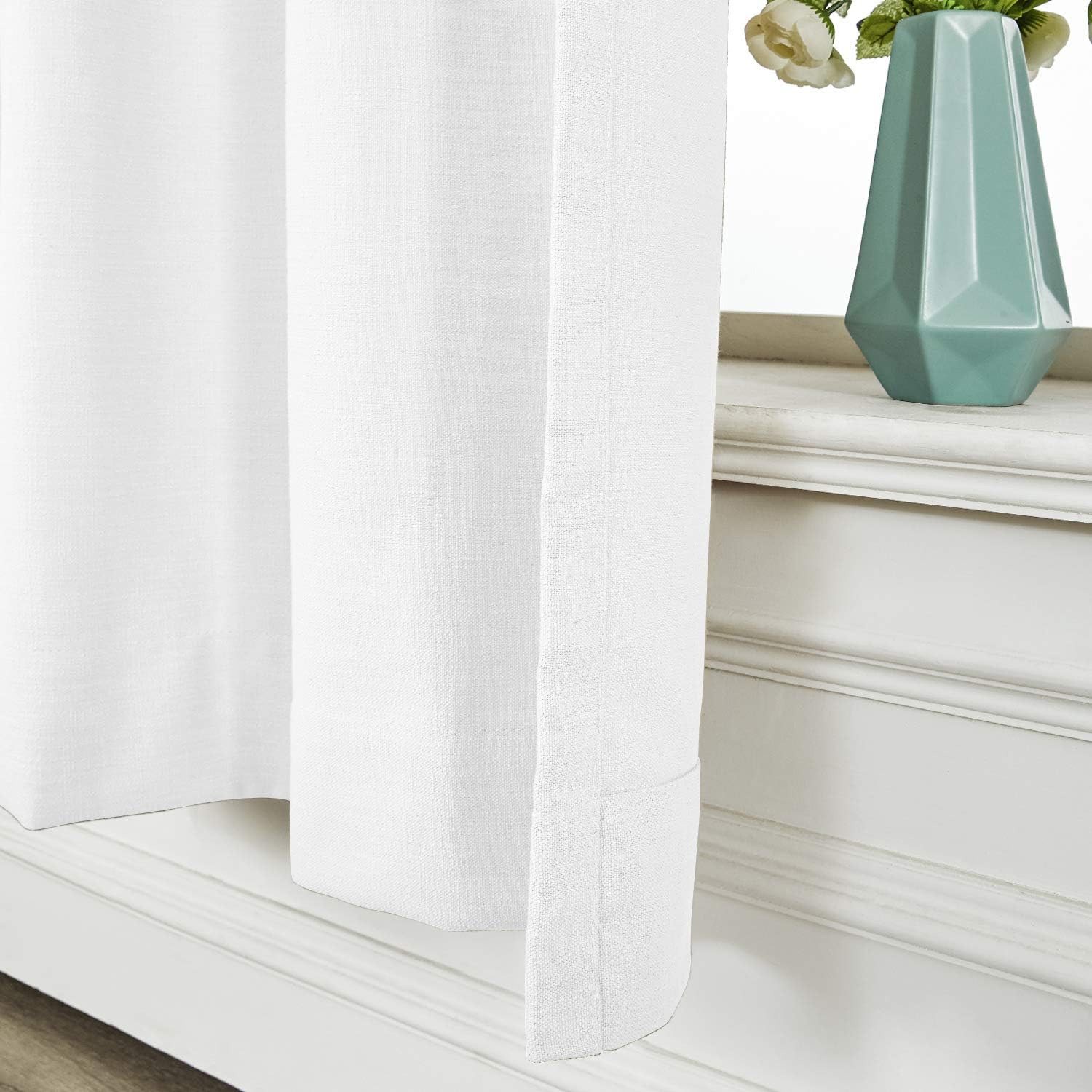 ChadMade Natural Linen Cotton Paper White Panel Tab Top Room Darkening Curtain for Living Room Bedroom, 50 Inch Wide by 108 Inch Long Linen Blend Texture Curtain Sliding Door 1 Panel, Cary Collection