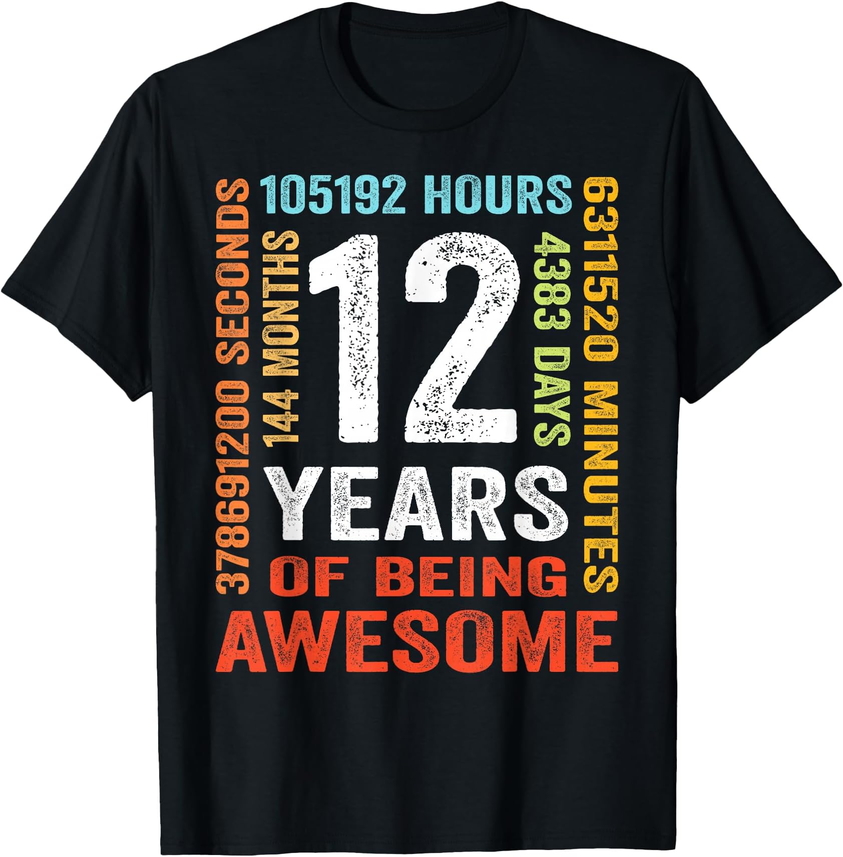 12 Years 144 Months of Being Awesome 12th Birthday Gifts T-Shirt