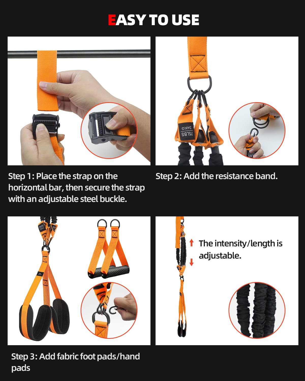 Abahub Set di Bande per Trazioni con Maniglie Bande per Pull-up per Trazioni, Allenamento a Casa e in Palestra, ideale per Principianti, Allenamento di Forza con Borsa per il Trasporto