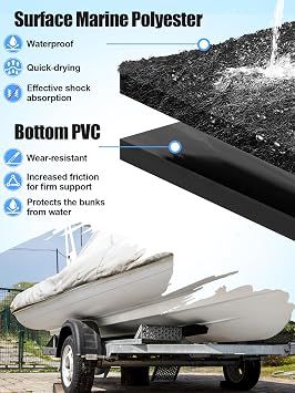 Boat Trailer Bunk Carpet - 13ft x 12inch 6mm Thick Marine Carpeting Covers with PVC for 2x4 2x6 Boat Lift Bunks, Bunk Board Runners Padding Mats Parts Accessories for Jet Ski