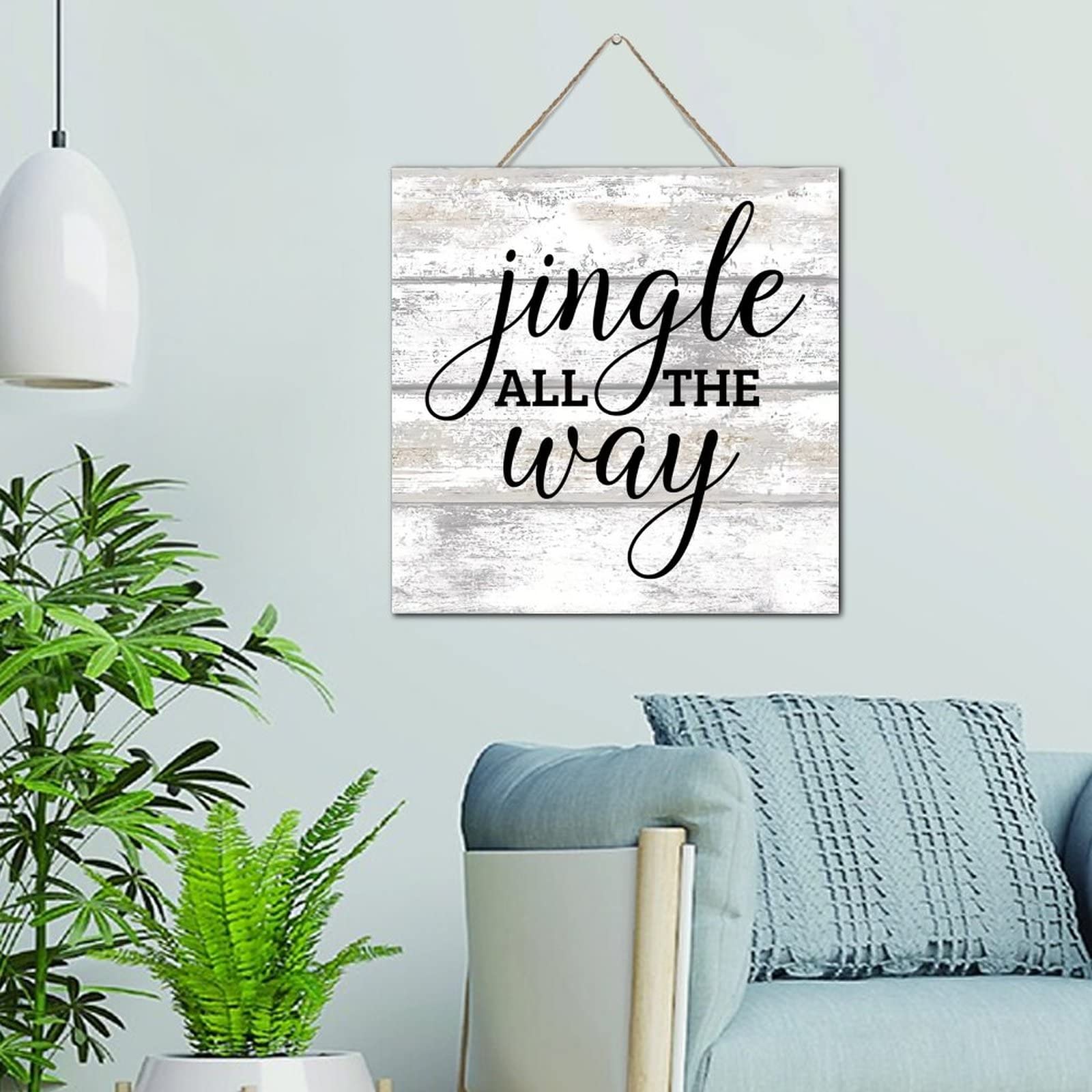 Panneau mural en bois Jingle All The Way 30x30 cm décoratif