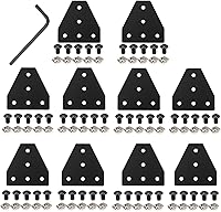 Vista 17 de 10 piezas 2020 placa de unión de soporte de esquina en forma de L, conector de extrusión de aluminio de 5 agujeros con 50 tuercas en T, 50 tornillos