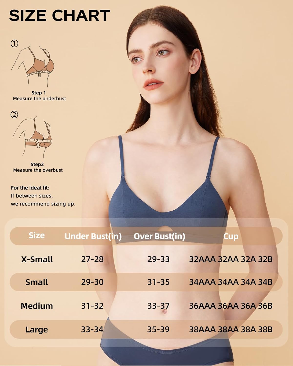 Organic Pima Cotton Bra Wireless Padded Bralette Breathable Comfortable Bras for Women Everyday Triangle Bralette - Image 6