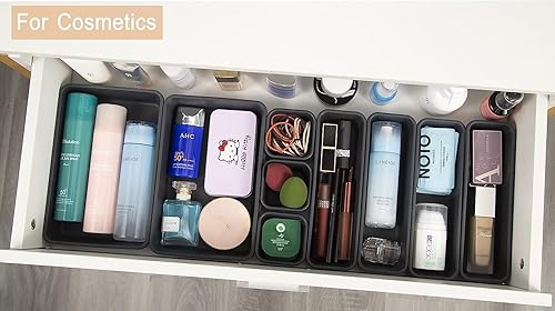 Miniatura 6 de 69 organizadores grandes de plástico entrelazados para cajones, bandejas organizadoras de cajones de escritorio versátiles de 5 tamaños, separadores