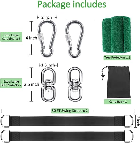 Miniatura 5 de Juego de 2 correas colgantes para columpio de árbol (juego de 2) correas resistentes de 3 pies8 pies10 pies20 pies30 pies con capacidad para 5000