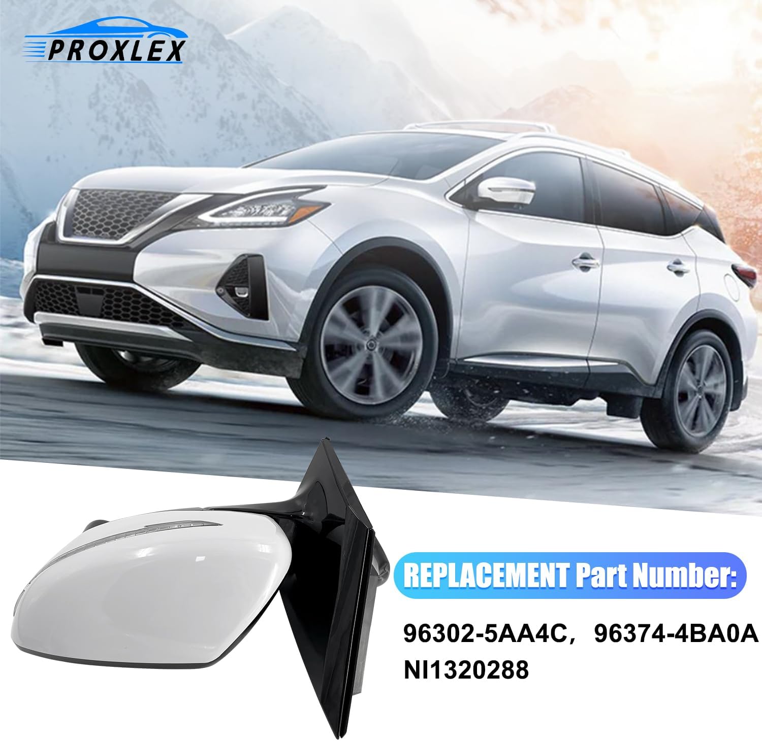 13 Pins Left Drive Side Door Mirror Fit for Nissan Murano 2.5L 3.5L 2016-2021 Replaces# 96302-5AA4C NI1320288 with Camera Power Heated Signal Light Power Folding