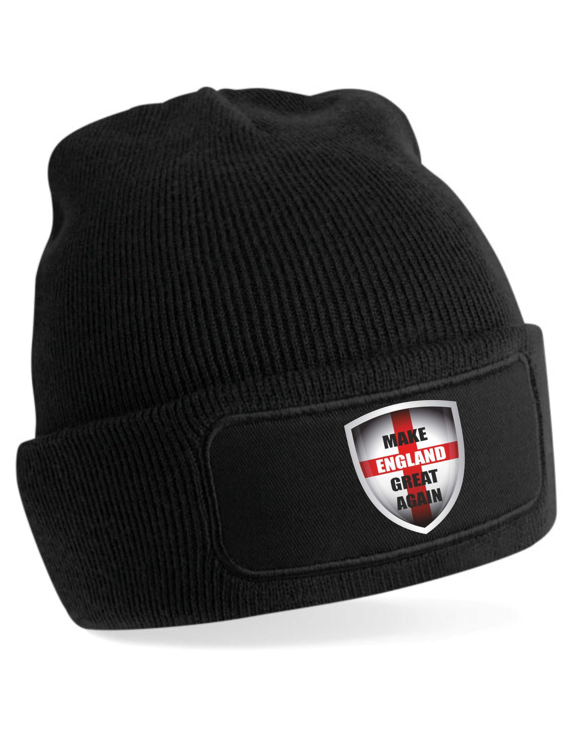 Print4U Beanie Hat Make England Great Again St George Cross Shield English Pride Black
