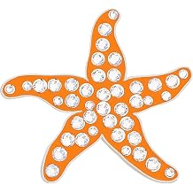 Navika Orange Starfish Golf Ball Marker with Austrian Crystals Clip NOT Included | Beach/Ocean Themed Golfing Accessory | Gift for Women Golfers