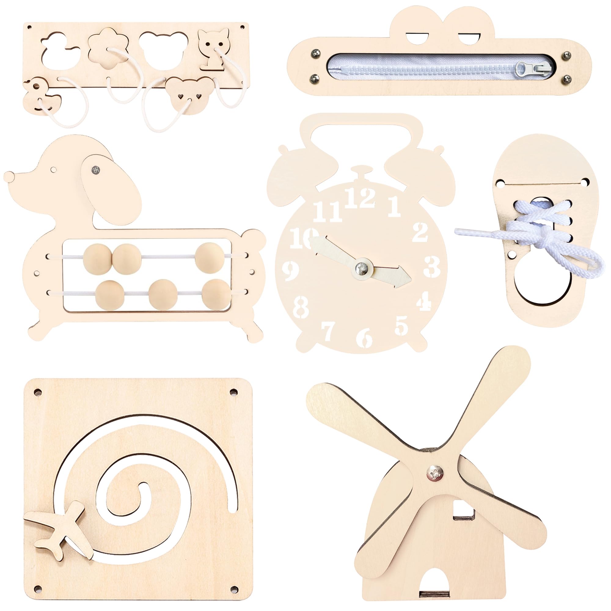 6-teiliges Holz Busy Board Set - Motorik Lernspielzeug Für Kinder 1-6 Jahre, Aktivitätsbrett