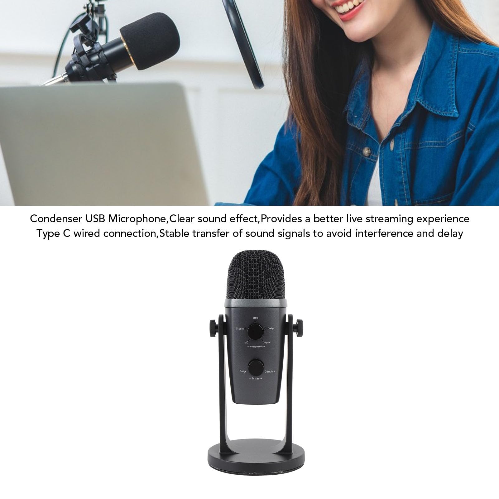 Jectse Mikrofon Kondensatora USB, Przewodowe Komputerowe Gamy Streamingowe MICL Aluminium Aluminium do Nagrywania Oraz Podcasting na Komputerze, Wtyczni i Odtwarzania Tabletu