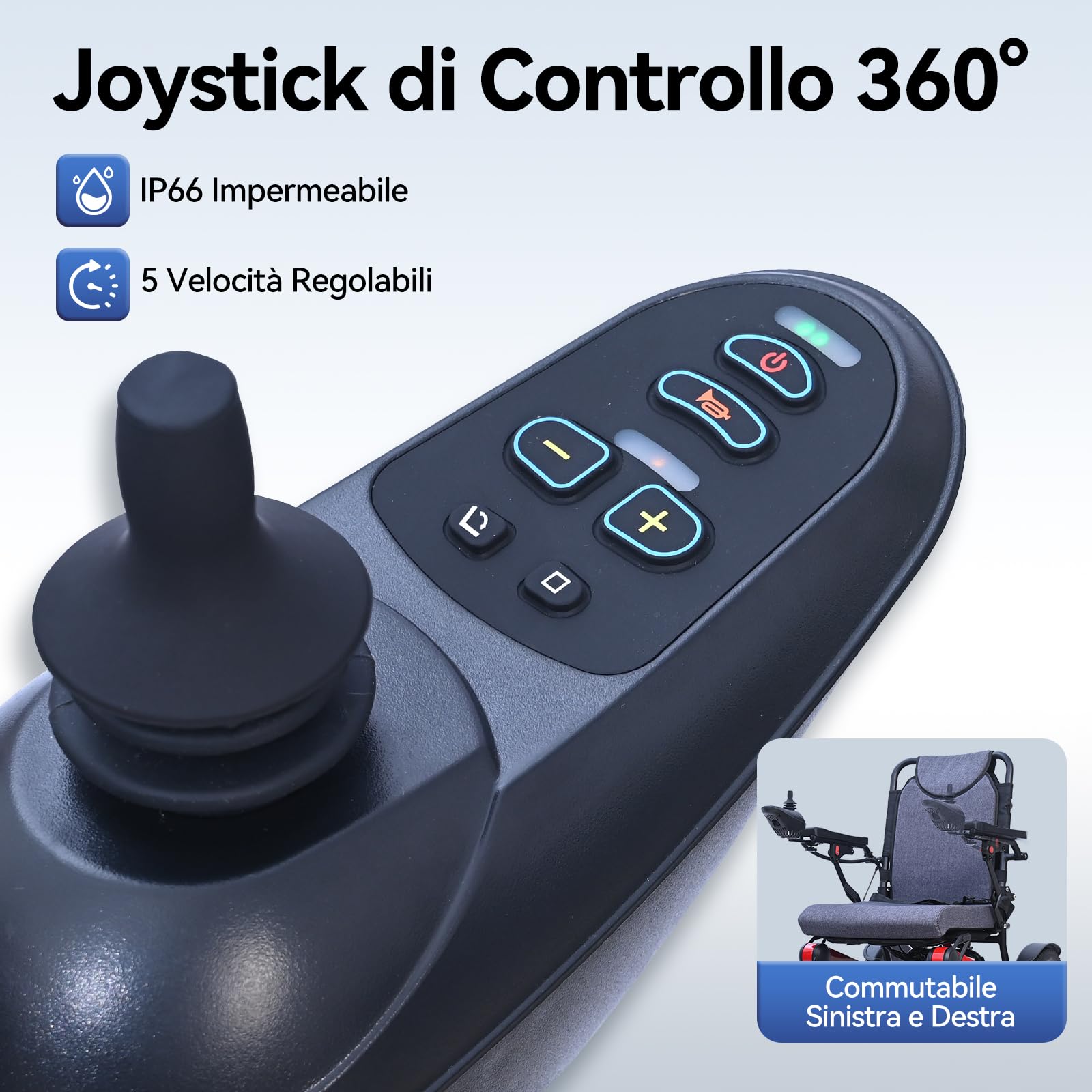 D15 Sedia a Rotelle Elettrica Pieghevole, Schienale Reclinabile 160°, Autonomia 20km, Motore potente 500W, Telaio Rinforzato in Lega Alluminio, Stabile e Resistente, Certificazione CE, 5 Anni Supporto