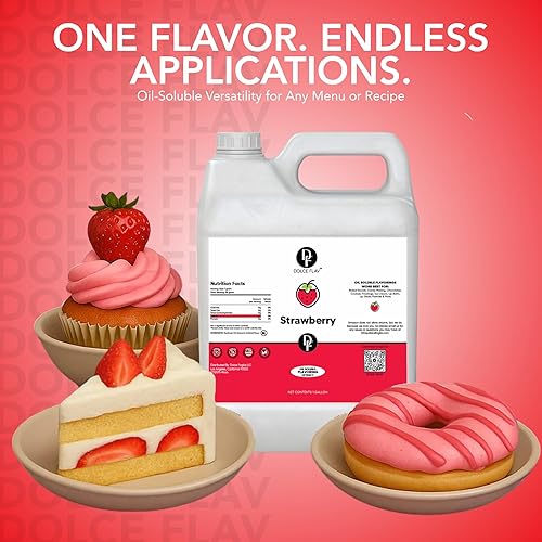 Miniatura 4 de Dolce Flav Extracto de fresa de 1 galón  Kosher, sin azúcar, sabor concentrado de bayas para dulces, chocolates y postres