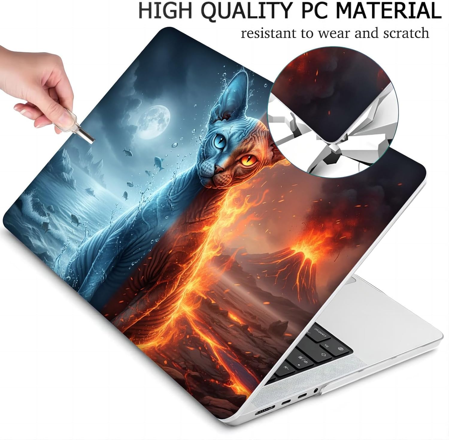 Compatible with MacBook Neo 13-inch, Hard Shell Case with Keyboard Cover and Screen Protector (A3404 A18 Pro chip, 2026 Release) - Sphinx Cat MC22350