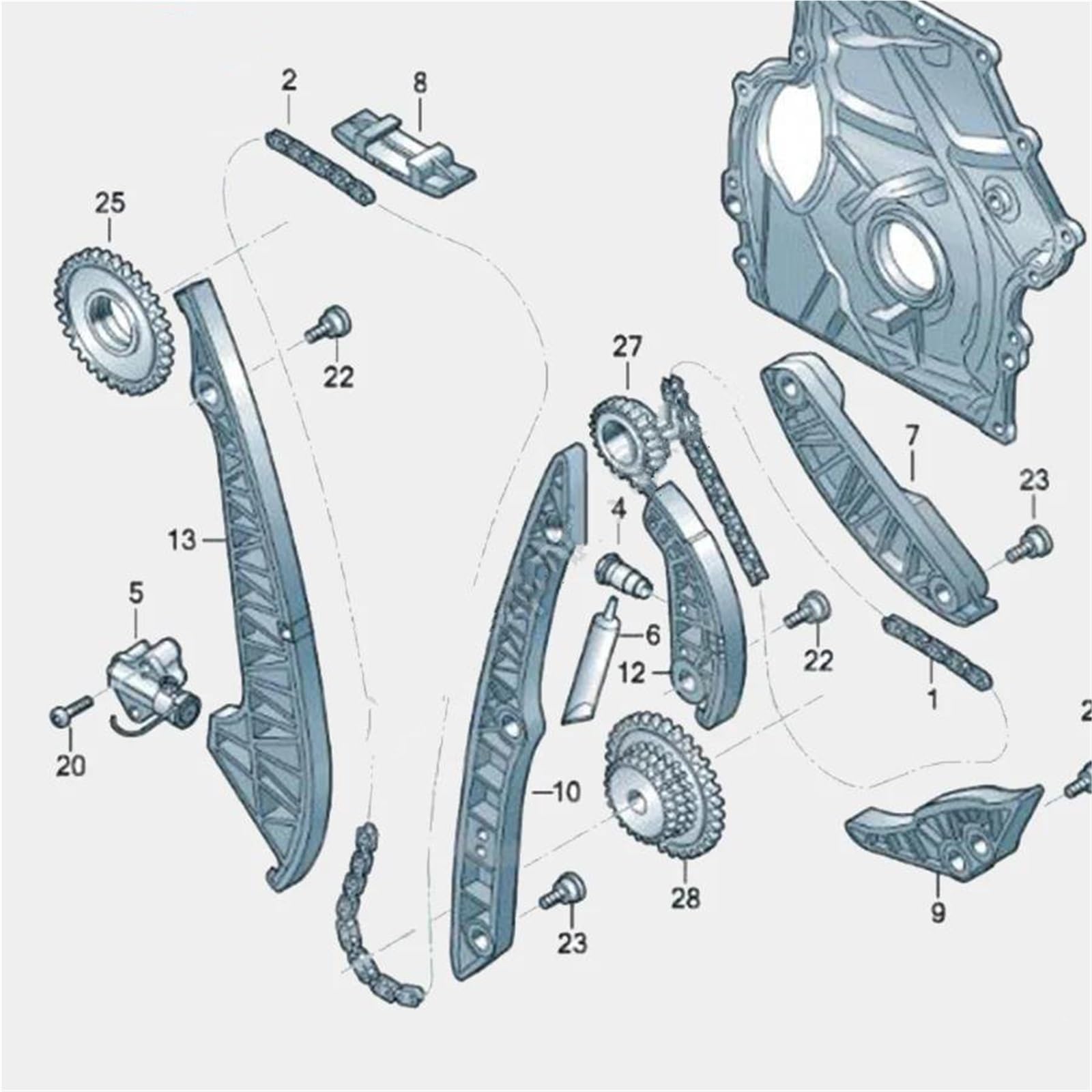 Kit De Chaîne Distribution 7 Pièces 03C198229B 03C109158H Pour VW Pour Golf Pour Tiguan Pour Scirocco 1.4TFSI 03C109088G Pignon chaîne