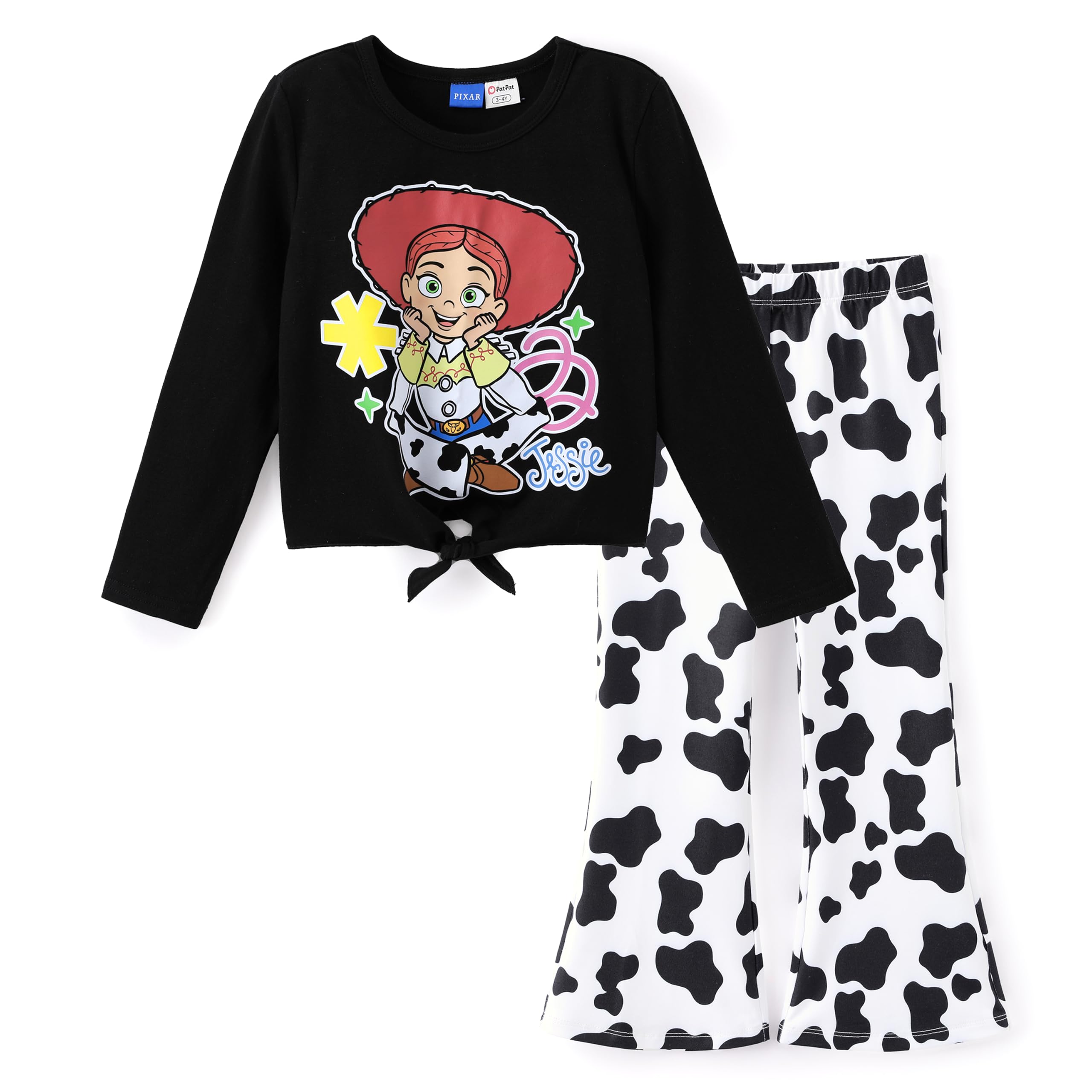 Disney Die Eiskönigin Prinzessin Minnie Stitch Mädchen Kleidung Langarm Knoten vorne Sweatshirt Schlaghose Herbst 2-9Y | Offizielles Lizenzprodukt, niedliche Charakter-Grafiken, Retro-inspiriert, weicher Stretch, bequeme Passform, leicht