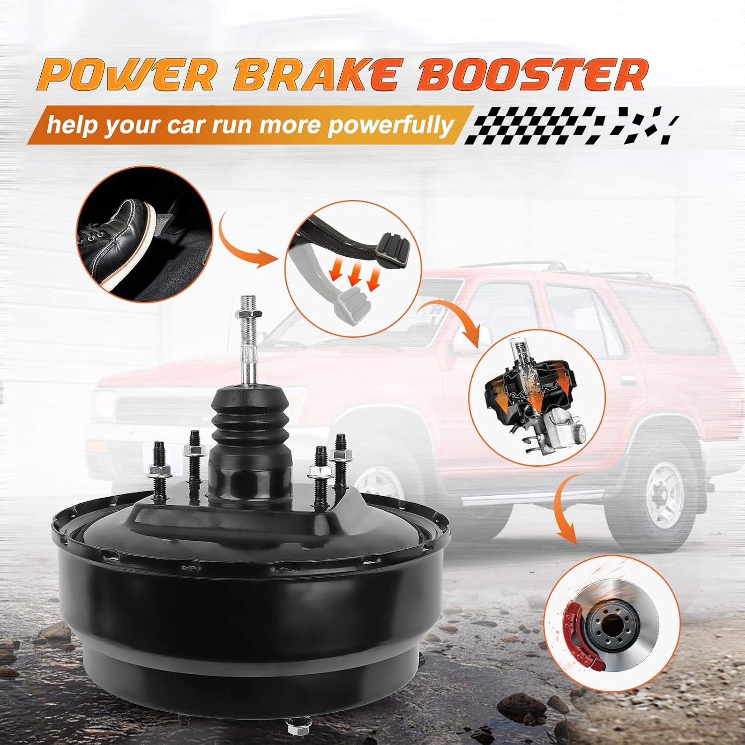 53-2776 Power Vacuum Brake Booster Fit for Toyota 4Runner 1989-1995 Pickup 1989-1995 L4 2.4L V6 3.0L, Replace OE532776, 4461004030, 446103D330, 446103D470, 446103D560, 446103D580, 446103D610