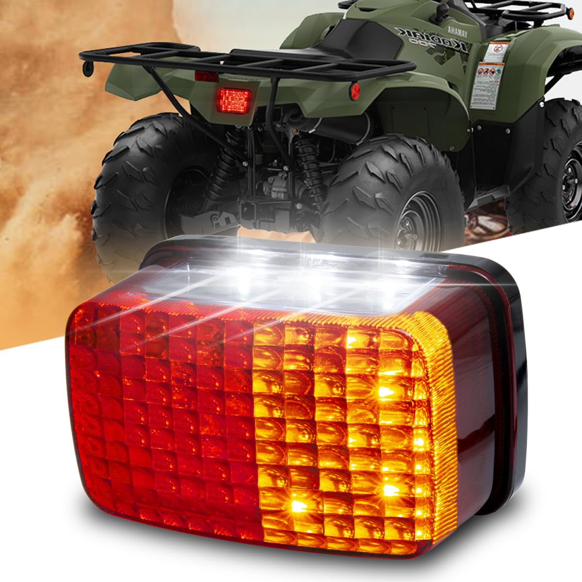 ATV Brake Tail Light Led Taillight Brake Stop Lights Compatible with Yamaha Grizzly Big Bear Bruin Kodiak Wolverine Rhino Viking 5KM-8472C-10-00 Aftermarket (LED 5-wire Red)
