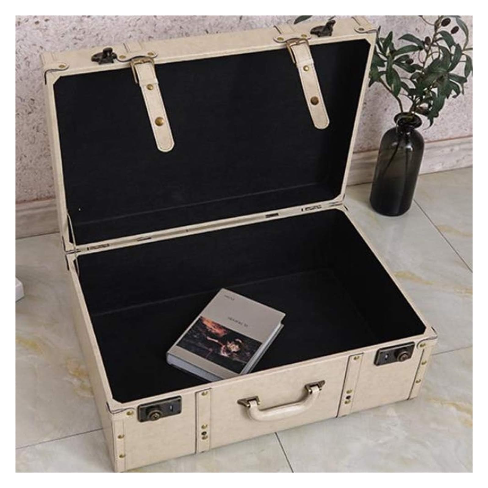 Maleta Retro, baúl de Madera Antiguo, Maletas, Accesorios de fotografía, decoración de Almacenamiento, Maletas Retro, 3 Estilos (marrón, 48x28x16cm)