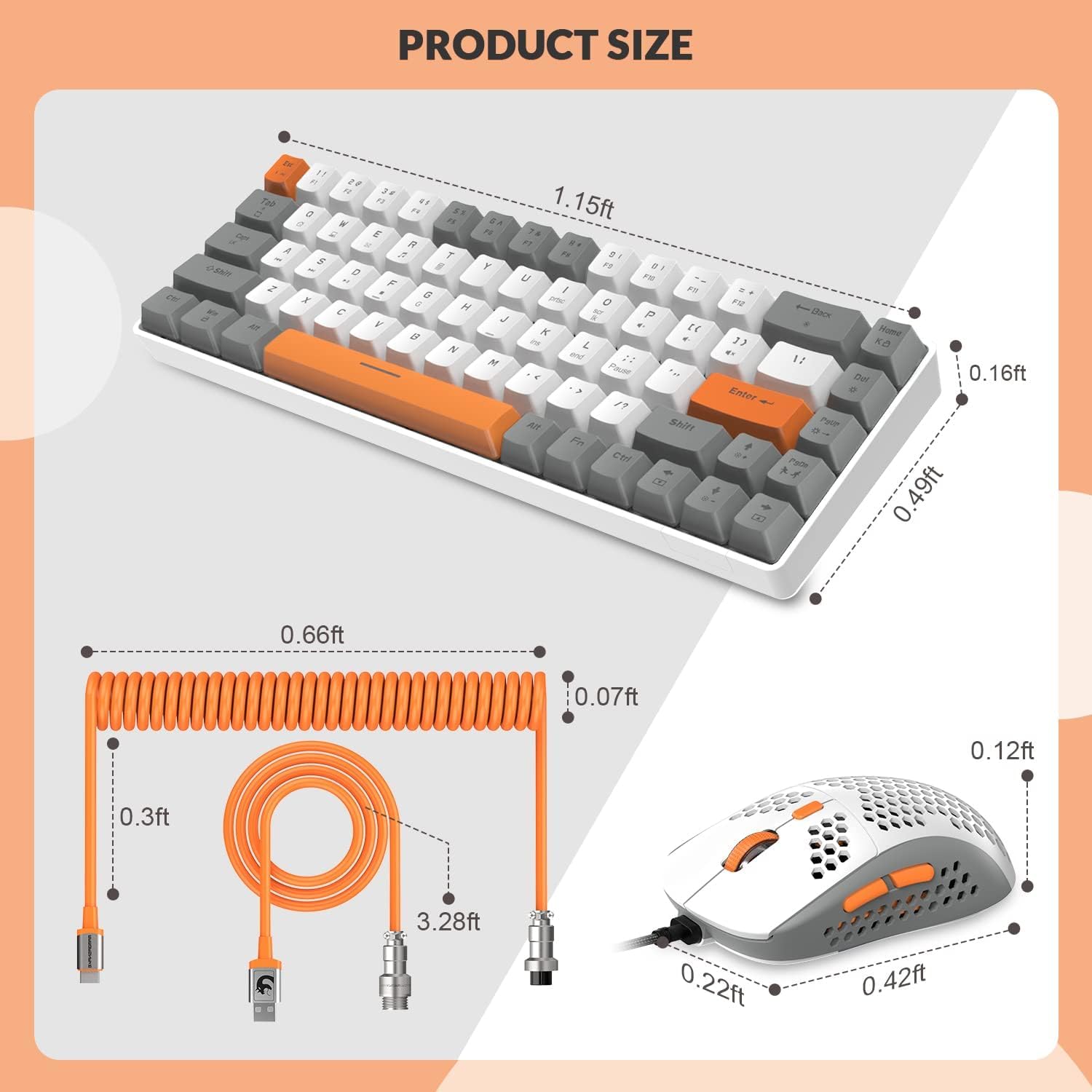 TORTOISE LOOK ZIYOU LANG RK-T8PR0 Combo de teclado y mouse mecánico para juegos con cable 65% con retroiluminación LED RGB fantasma TK