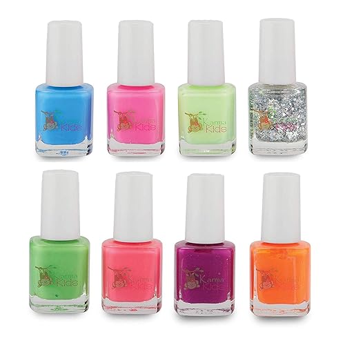 Karma - Juego de esmaltes de uñas para niños, esmalte de uñas natural seguro para niñas pequeñas, vegano y libre de crueldad, secado rápido, apto