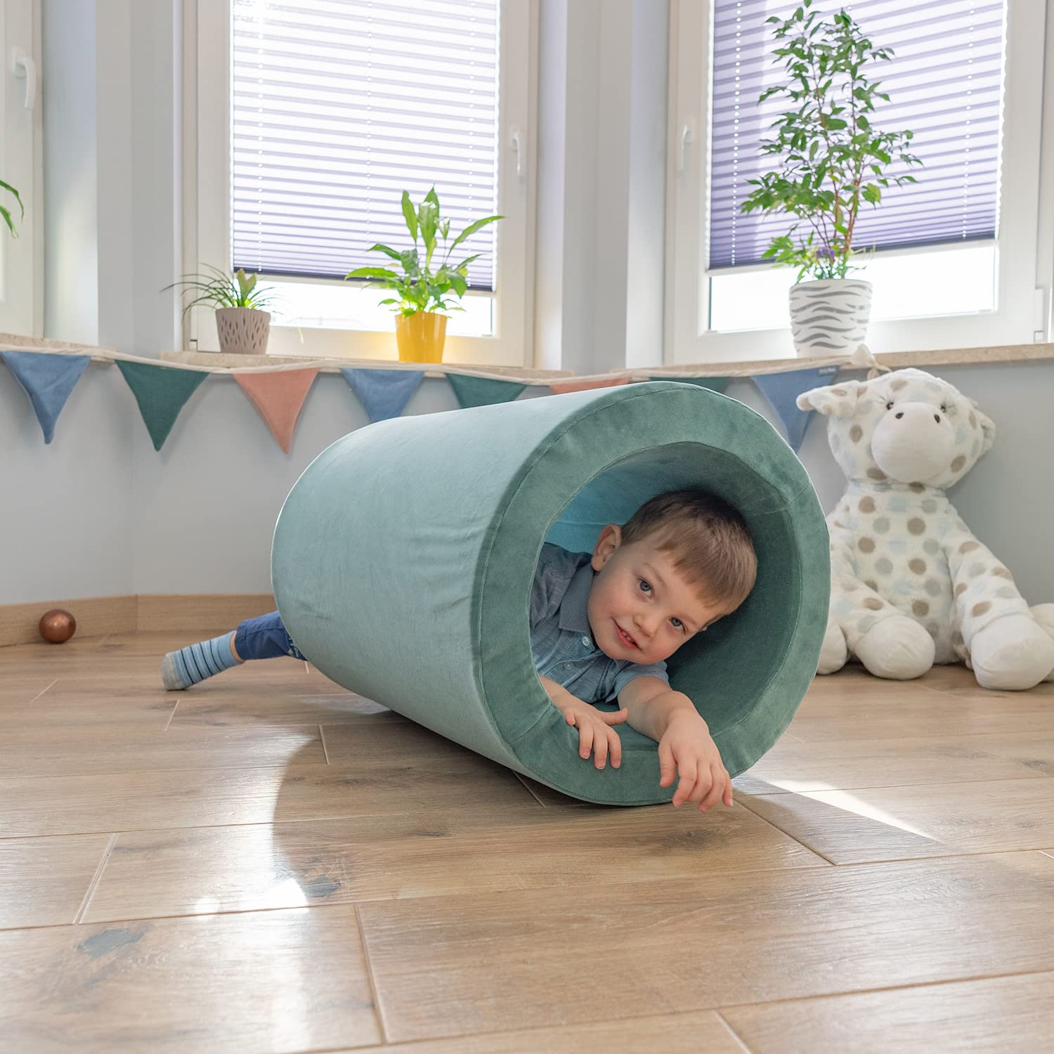 KiddyMoon Area di Gioco in Schiuma per Bambini Velour con Fodera Rimovibile Resistente E Materiali Leggeri per Stimolare creatività Durante Il Gioco Elemento Multi-Taglia, Verde del Bosco