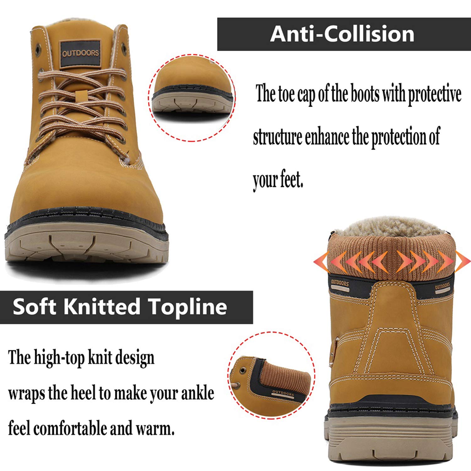 Stivali Uomo Donna Inverno Scarpe da Neve Caldi Snow Boots Impermeabili Stivaletti Pelliccia Stringate Outdoor