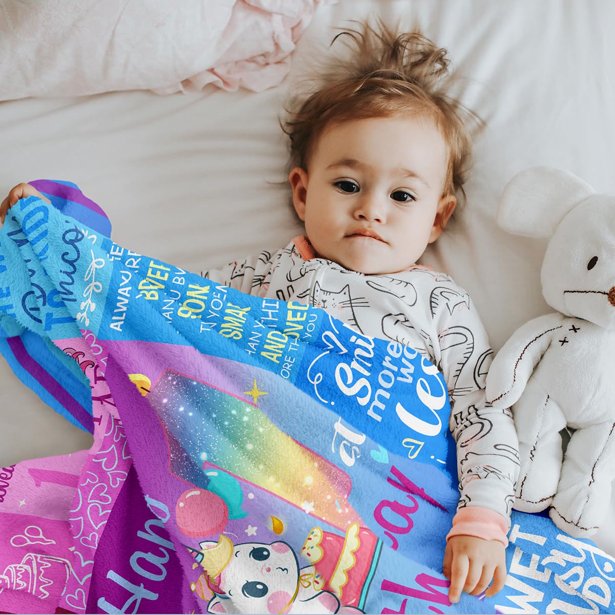 Couverture cadeau d'anniversaire pour fille de 1 an, cadeau de 1er anniversaire pour fille, cadeau d'anniversaire pour fille d'un an, cadeaux de premier anniversaire pour filles, décorations