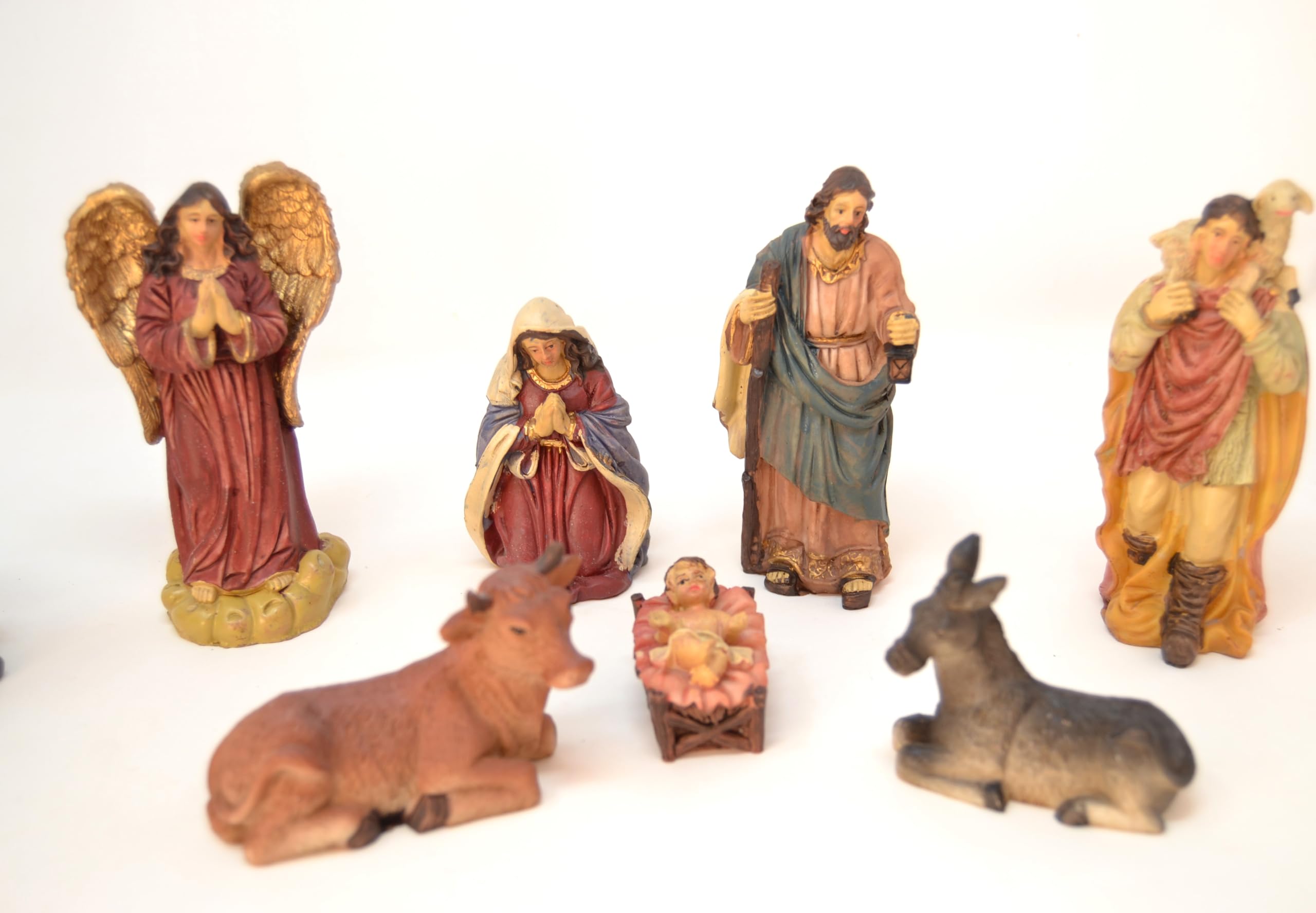 Z1 10 x Weihnachtsfiguren, 12,5 cm, Krippenfiguren, Tiere, Geburt Jesus, 3 Könige, Krippenhandwerk, Gott